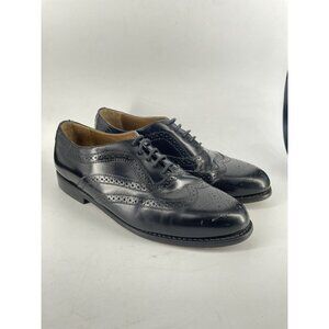 Stafford Dress Shoes Mens 10 D Oxford Black Wingtip Lace Up Brazil leather